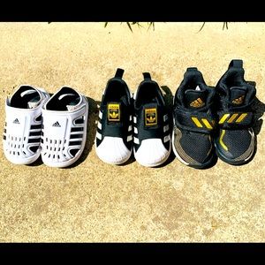Toddler size 5 adidas.  High tops are size 6.